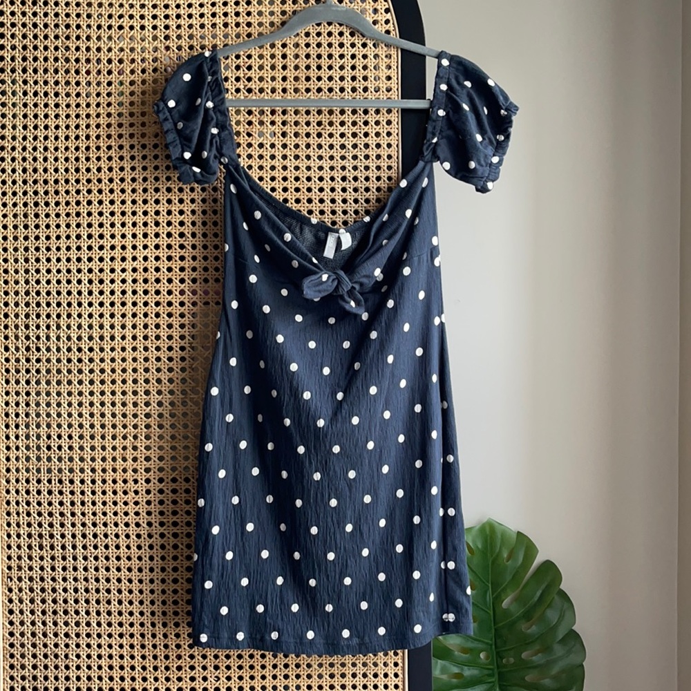 ASOS Off Shoulder Crinkle Tie Front Dress